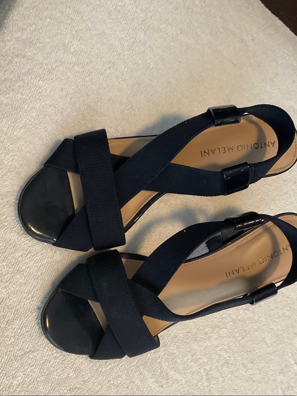 ANTONIO MELANI Black Crisscross Slingback Sandals